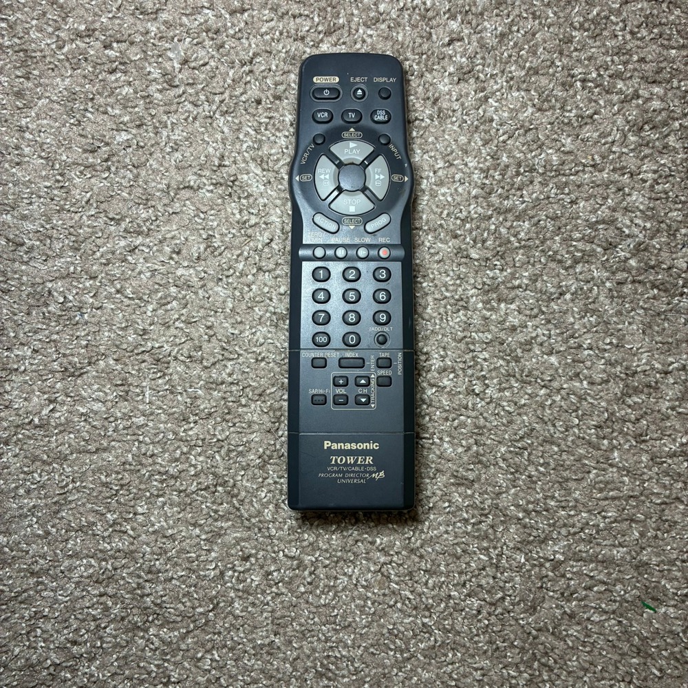 Panasonic Tower Universal Remote Control VCR TV Cable DSS VSQS1594 Black Tested
